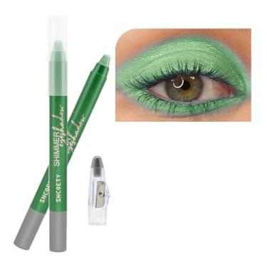 Imagem de SAUBZEAN Maquiagem em bastão de sombra verde, lápis iluminador creme iluminador de sombra, delineador Waterpoof brilho de longa duração, paleta de primer com glitter, giz de cera