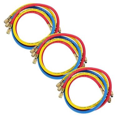 Imagem de 3 Kits Mangueira Para Manifold R134a R12 R22 R404 1/4 90cm - Valtec Sh