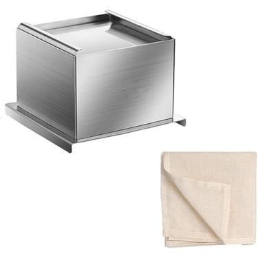 Imagem de Prensa De Tofu Diy Prensa De Queijo De Aço Inoxidável Para Fabricação Manual Feta Coalhada De Soja Cabras Queijo Paneer, 17.7 * 17.7 * 9.2cm