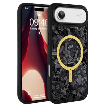 Imagem de AIGOMARA Capa de telefone magnética de fibra de carbono forjada para iPhone Air, compatível com Magsafe, capa protetora à prova de choque de policarbonato fino e brilhante em policarbonato macio