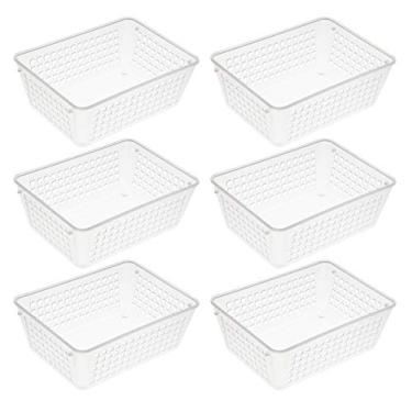 Imagem de Cesto de armazenamento colorido de plástico da Ybmhome para gaveta de escritório, mesa de prateleira, gavetas de lixo doméstico, despensa de cozinha ou bancada - bandejas de caixas para escritório, casa e sala de aula escolar (transparente, 6)