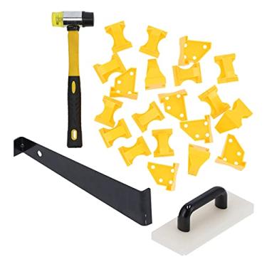 Imagem de Ferramentas de instalação do piso Kit Professional Durável ABS Plástico piso espaçador Tocando barra de tração de martelo para piso laminado Renovação de casa Amarelo preto branco