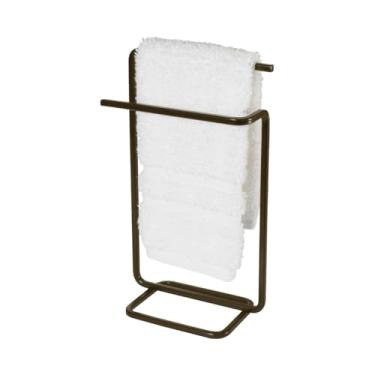 Imagem de Suporte Porta Toalha De Rosto Toalheiro Duplo de Bancada Banheiro Cor Café