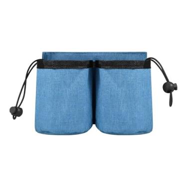 Imagem de Sacos para copo de viagem com cordão, alças de rolagem duradouras, recipiente de bebidas para bebidas, bebidas, canecas de café, acessórios essenciais para comissária de bordo de viagem (azul)