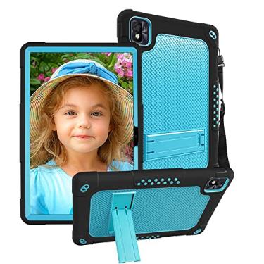 Imagem de Hoibon Capa para TCL Tab 10 5G, capa para tablet TCL Tab 10S, resistente, resistente, com alça de ombro, à prova de choque, para TCL Tab 10 5G 9183W/TCL Tab 10s 10,1 polegadas 9081X (preto azul)
