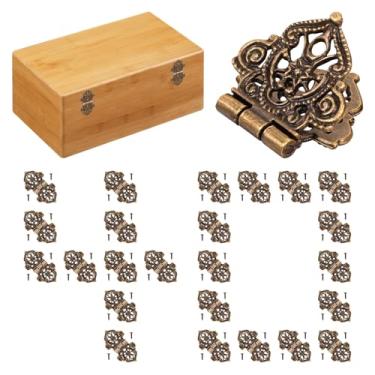 Imagem de 40 peças de dobradiça de armário antigo, dobradiça decorativa vintage de liga de zinco, ferragens de caixa de joias com 80 parafusos para pequenos projetos de marcenaria, casa de bonecas, caixa de