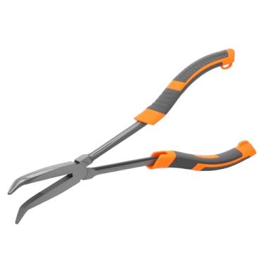 Imagem de KHZSPP Alicate de ponta de agulha extra longo de 28 cm, mini corrente fina curvada, garras afuniladas, alicates finos de precisão para áreas confinadas, alta alavancagem, reduz esforços para fazer