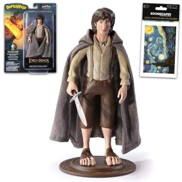 Imagem de NEW LINE CINEMA Lord of The Rings Frodo Collectible Figure Set - LOTR Bundle with Frodo Baggins Action Figure and Display Plus Decal | 7" Frodo Bendy Figure Toy
