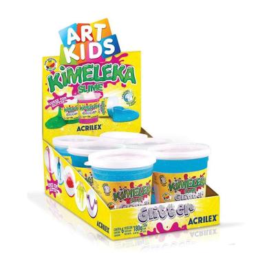 Imagem de Kimeleka Slime Art Kids com glitter 180g Azul 204 com 6 unidades - Acrilex