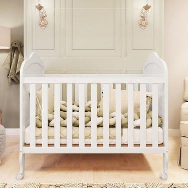 Imagem de Berço Minicama 3 em 1 com Capitonê 100% Mdf Maya Espresso Móveis Branco Brilho