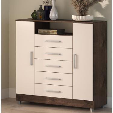 Imagem de Comoda com 2 sapateiras e 5 gavetas ISABELE CHOCOLATE/OFF WHITE