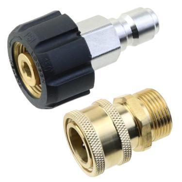 Imagem de LUORNG 1 conjunto de 2 peças de conexão rápida de lavadora de alta pressão, adaptador de conector rápido M22 14 mm para G3/8
