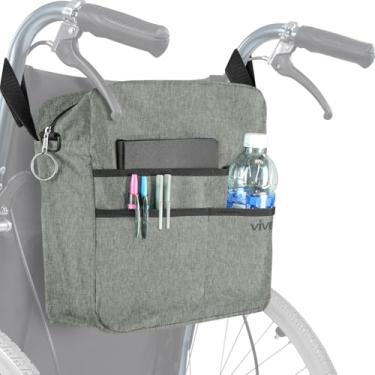 Imagem de Vive Bolsa para cadeira de rodas – Lavável na máquina, costura dupla, mochila acessória resistente à água para andadores, cadeiras de rodas, andadores – Bolsa com bolsos GG e alças para instalação