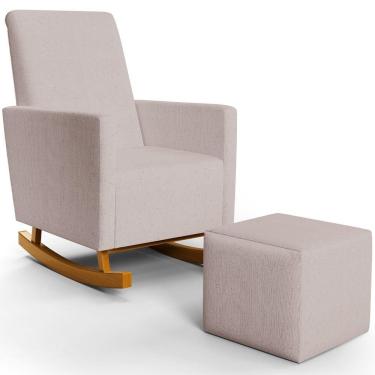Imagem de Poltrona de Amamentação com Balanço e Puff Ravena W01 Linho Bege  - Lyam Decor