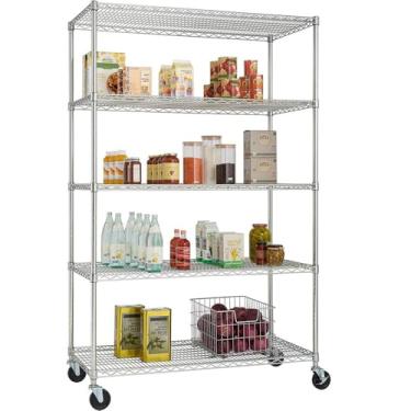 Imagem de Estante Organizadora Multiuso 5 Prateleiras Cromada com Rodas