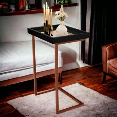 Imagem de Mesa de Apoio Sofá JB 4774 Preto e Bronze Bechara