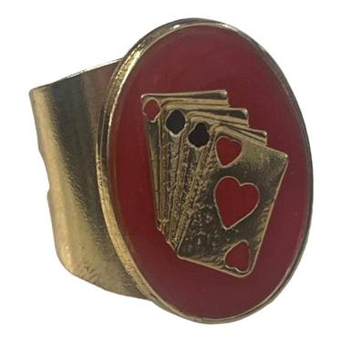 Imagem de Anel Ajustável Zé Pelintra Baralho 2,70 cm Dourado em Metal