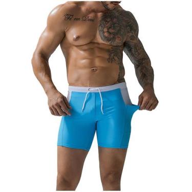 Imagem de Calção de banho masculino de ângulo plano da moda, tendência de combin