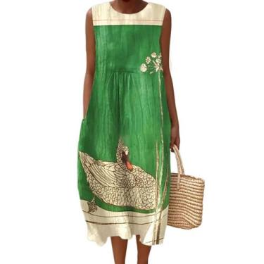 Imagem de Vestido maxi feminino Akivide com estampa floral boho de verão com bol