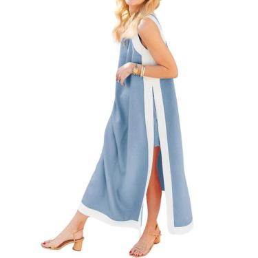 Imagem de Conjunto de 2 peças de vestido maxi com shorts Hooever feminino azul t