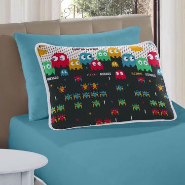 Imagem de Jogo de Lençol Alegria Solteiro 2 Peças Infantil Estampado Malha 100% Algodão - Video Game