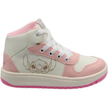 Imagem de Tênis Casual Infantil Cano Alto Disney Stitch Menina, Branco, 32