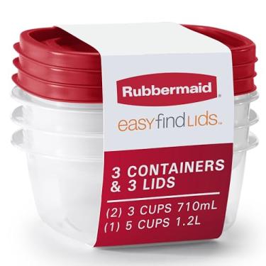 Imagem de Recipientes de armazenamento e organização de alimentos Rubbermaid Easy Find Lids, pacote com 3, Racer Red