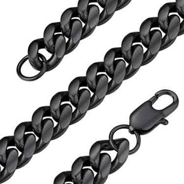 Imagem de Joia GoldChic clássica masculina grossa Miami Cuban/corrente Figaro em aço inoxidável 316l/banhado a ouro 18K/banhado a preto, 3 mm/6 mm/9mm/10 mm/12 mm/14 mm de largura, 14 a 30 polegadas de comprimento