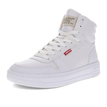 Imagem de Levi's Tênis feminino Drive Hi de couro sintético casual de cano alto, Branco mono, 35