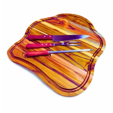 Imagem de Tábua de Churrasco Rústica Grande em Madeira, Design Artesanal, com Canaleta, Ideal para Cortar e Servir Carnes