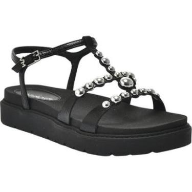 Imagem de Sandália Papete Spikes Cravejados Metalizados Moda Verão 176-010 Via Marte Preto-Feminino