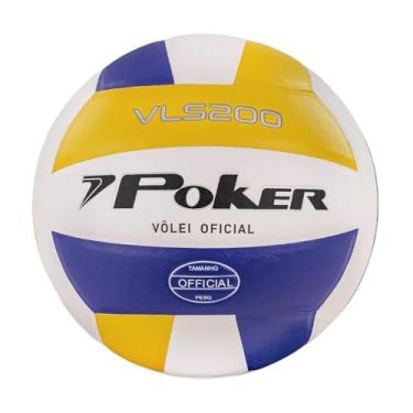 Imagem de Bola Vôlei Poker VLS 200 Semi Pro + Bomba de Ar Unissex Branco e Vermelho