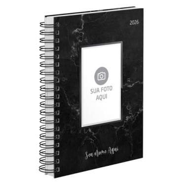 Imagem de Agenda Diária 2026 Capa Dura Personalizada Com Foto Moldura Mármore