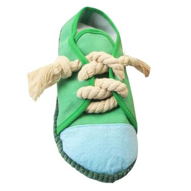 Imagem de Generic Brinquedo de Sapato para Animais de Estimação Durável Sapatos de Lona para Animais de Estimação Mastigar Som para Aliviar o Tédio Simulado Brinquedo de Moagem para Cães e Gatos (Verde)