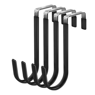 Imagem de Ganchos sobre a porta, pacote com 4 cabides com borracha para evitar arranhões, organizador resistente para sala de estar, banheiro, quarto, cozinha, pendurar roupas, toalhas, chapéus, casacos, bolsas