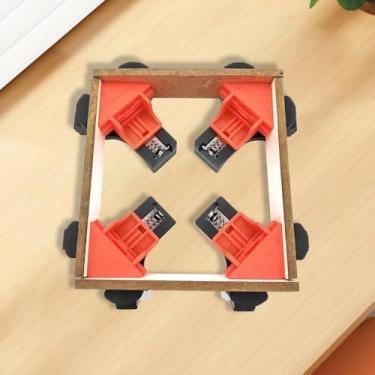 Imagem de Braçadeira de canto, pacote com 4, braçadeira de ângulo reto de 90 graus, mandíbula giratória ajustável, grampos para marcenaria