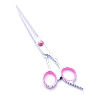 Imagem de Tesouras de corte de cabelo de 16,5 cm - Tesoura de barbeiro de aço inoxidável com borda de barbear para salão e uso doméstico (rosa)