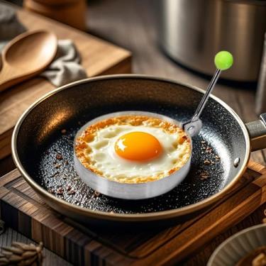 Imagem de Moldes de panqueca para frigideira, molde de panqueca de aço inoxidável para omeletes, ovos fritos, fácil de usar, limpar, vermelho