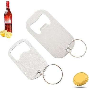 Imagem de Abridor de garrafa de cerveja plano de aço inoxidável branco, chaveiro abridor de garrafas, leve e fácil de transportar, abridor de garrafas portátil de bebidas para bar, restaurante, saca-rolhas e