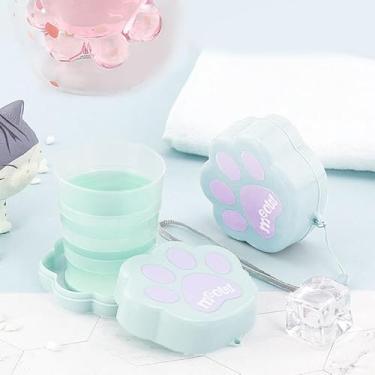 Imagem de Copo dobrável para viagem, acampamento, dobrável, portátil, copo de água comprimido para casa ao ar livre copo telescópico azul