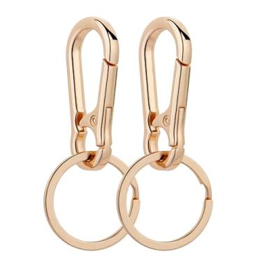 Imagem de 2 peças de chaveiro de metal clipe de anel masculino feminino dourado