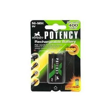 Imagem de Bateria 9v Recarregável 400Mah Potency Ate 1000 Ciclos - ELGIN
