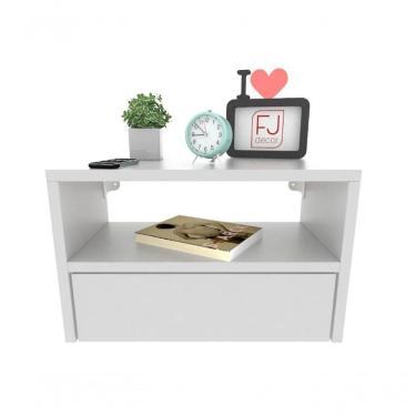 Imagem de Mesa De Cabeceira 40cm Branco Off White Com Gaveta E Nicho