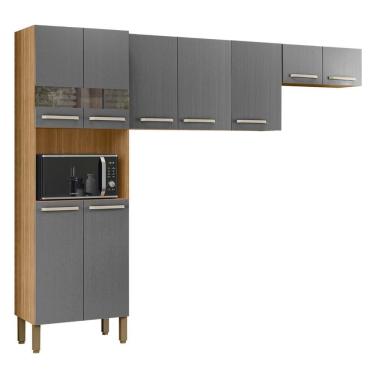 Imagem de Armário De Cozinha Compacta 251cm Louis Plus Freijó/gris Z06 - Mpozenato