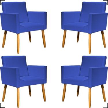Imagem de Kit 4 Poltronas Decorativa Para Sala Recepção Consultório Nina Corino Cores Pé Palito 30 Cm Castanho