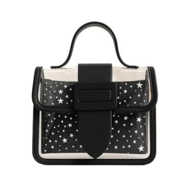 Imagem de Bolsa tiracolo feminina transparente moderna – bolsa de mão pequena colorida e bolsa de ombro, Preto, Medium, Mochila casual