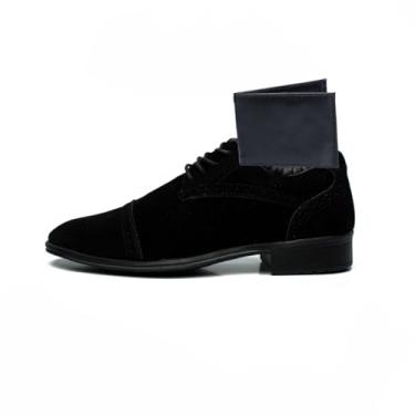 Imagem de Reggio Sapato Social Oxford Masculino em Camurça Preta com Brogue, Estilo Clássico com Carteira (Preto, BR, Adulto, Numérico, 41)