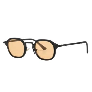 Imagem de Óculos de Sol Redondos Femininos com Hastes Metálicas e Lentes Adesivas, Modelo Masculino para Uso Externo e Direção, 060, Amarelo