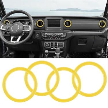 Imagem de 4 peças Kit de acabamento interior painel ar condicionado anel de ventilação anel acabamento anel capa acessórios interiores compatíveis com Jeep Wrangler 2018-2023 JL & 2020-2023 Gladiator JT