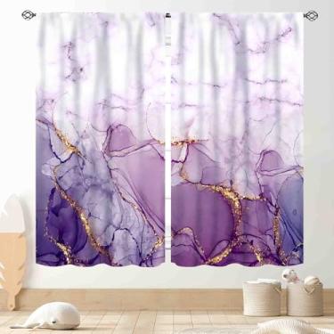 Imagem de Cortinas roxas ombré, abstrata moderna, lavanda, dourada, glitter, estampada, estética, exclusiva, arte de luxo, tratamentos de janela, cortinas para quarto, sala de estar, banheiro, cozinha, 2